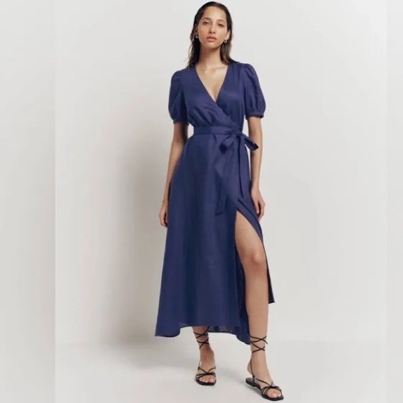Reformation Linen Wrap Dress - Picture 1 of 6